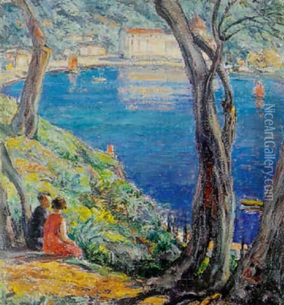 Paar Am See Oil Painting - Alfred Marxer