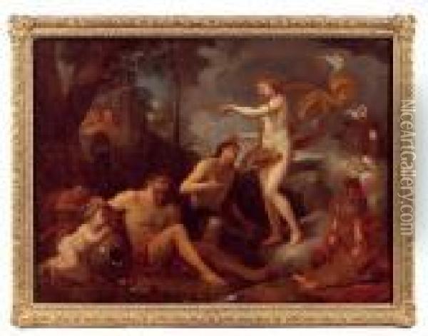 La Deification D'enee (ovide, Les Metamorphoses. L. Xiv). Oil Painting - Charles Lebrun