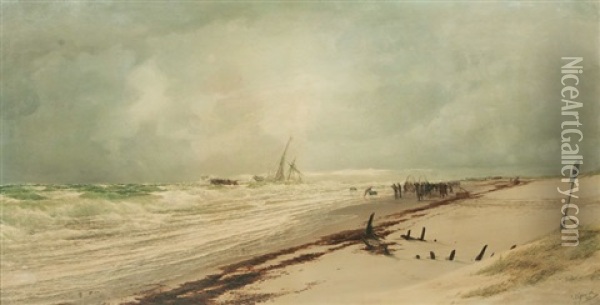 Die Seenotretter Oil Painting - Carl Wilhelm Hugo Schnars-Alquist