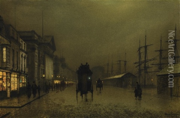 The Docks At Liverpool Oil Painting - John Atkinson Grimshaw