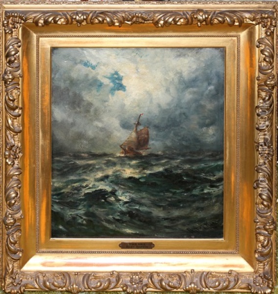 The Sea Oil Painting - Robert B. Hopkin