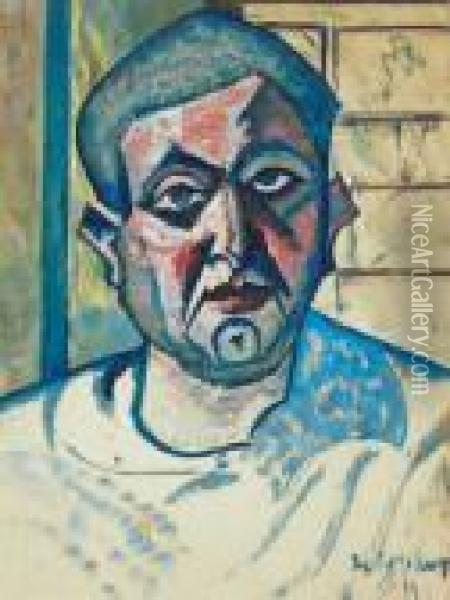 Self-portrait, Early 1920s Oil Painting - Hugo Scheiber