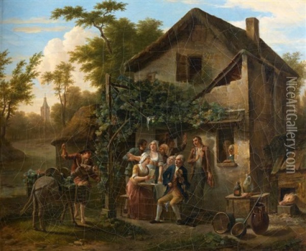 Concert Devant L'auberge Oil Painting - Jean-Louis Demarne