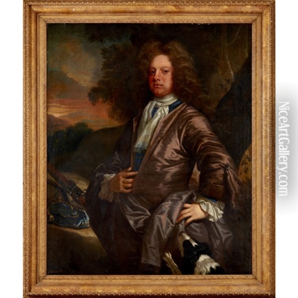 Portrait Of William Paul Of Bray, With His Gun And Dog Oil Painting - John Closterman