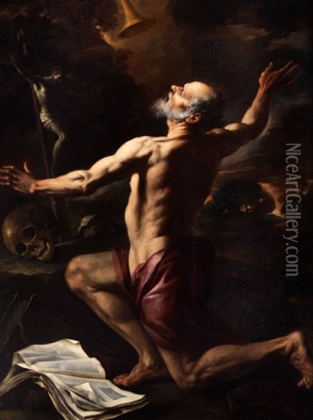 Die Vision Des Heiligen Hieronymus In Der Wuste Oil Painting - Hendrick Van Somer