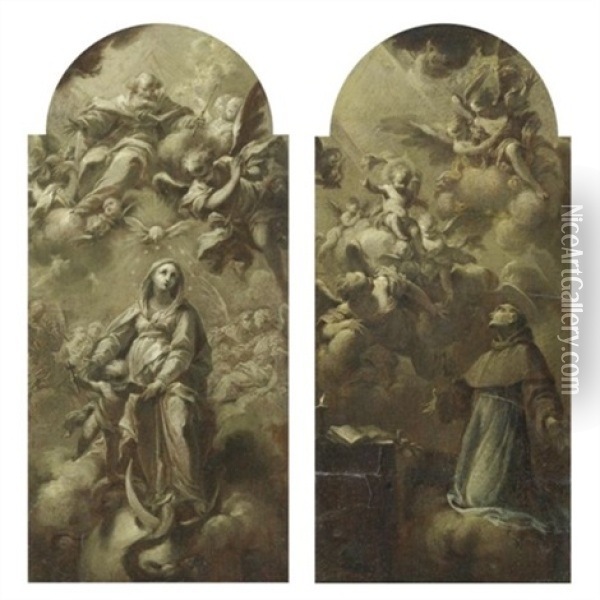 Immacolata Concezione (+ Estasi Di Sant'antonio; Pair) Oil Painting - Francesco Monti