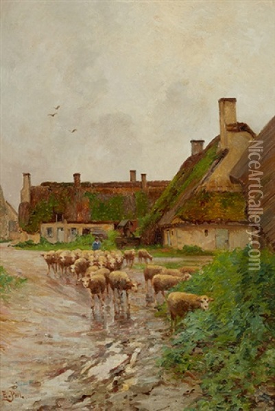 Le Depart Des Moutons Oil Painting - Edouard Pail