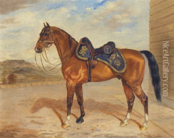 A Horse Of The Ninth Queen's Royal Lancers Oil Painting - Benjamin Cam Norton