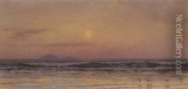 Sunset, Low Tide Oil Painting - John Brett