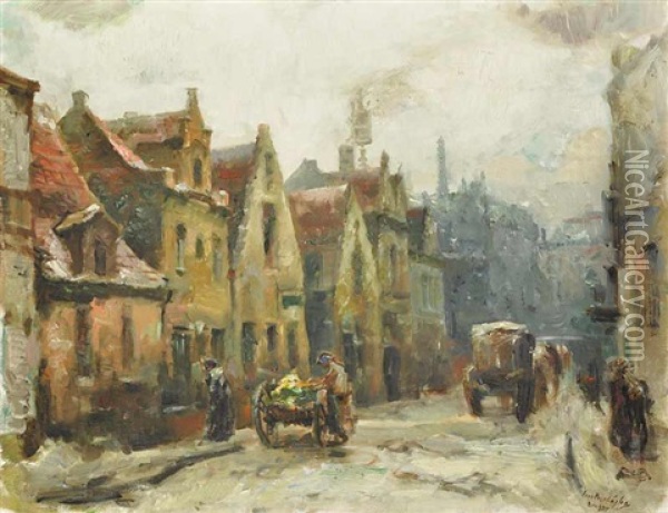 Early Morning In Bruges Oil Painting - Iaro Prochazka