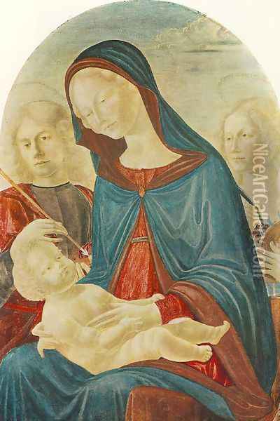 Madonna with Child, St Sebastian and St Catherine of Alexandria 1485 Oil Painting - Neroccio (Bartolommeo) De' Landi