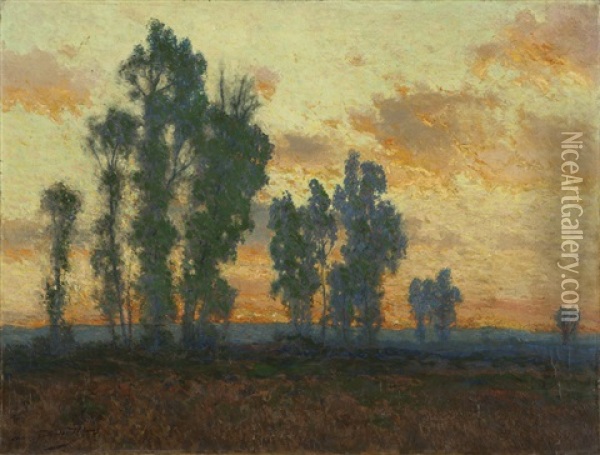 California Sunset Oil Painting - Charles Partridge Adams