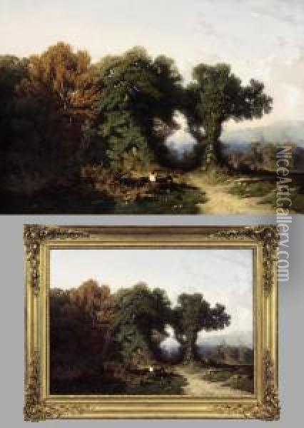 Holzfaller Am Waldrand Oil Painting - Gustave Castan