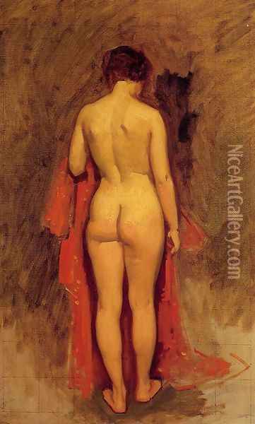 Nude Standing Oil Painting - Frank Duveneck