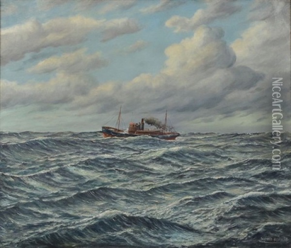 Fischdamper Auf Hoher See Oil Painting - Carl Wilhelm Hugo Schnars-Alquist