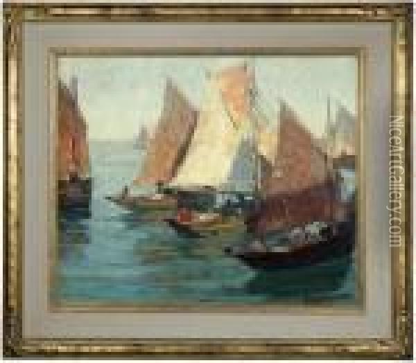 French Fishing Boats Oil Painting - Edgar Alwin Payne