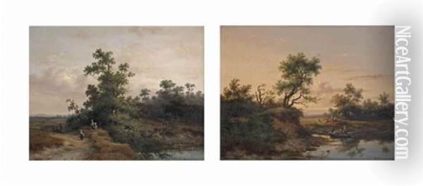 Paysage, Hollande (pair) Oil Painting - Dirk Johannes van Vreumingen