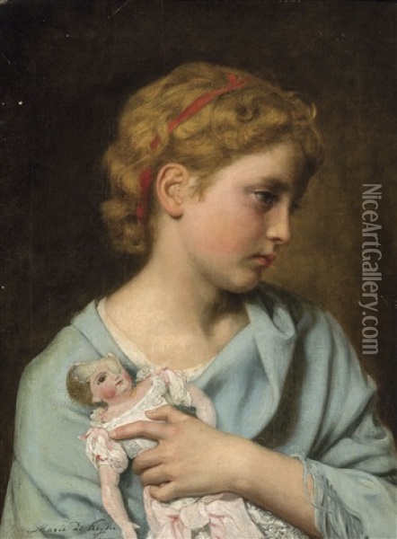 La Poupee Cassee Oil Painting - Maria Isabelle de Keyser-Telghius