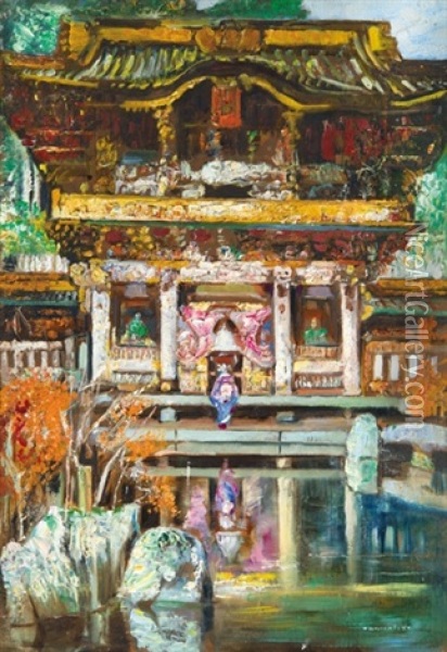 Pagoda Oil Painting - Gyula Tornai