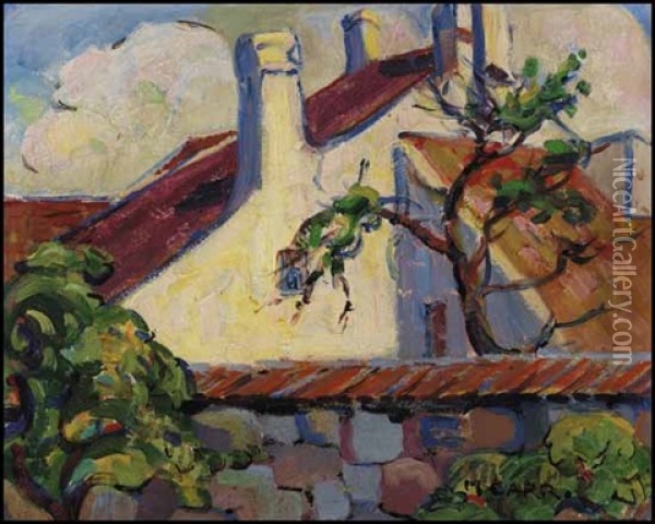 Houses In Brittany Oil Painting - Emily Carr