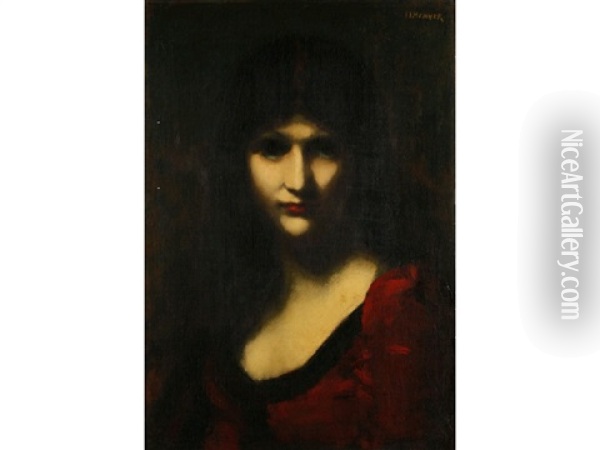The Brunette Oil Painting - Jean Jacques Henner