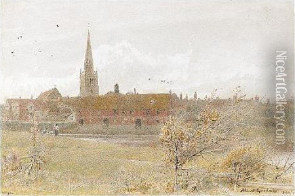 View Of Abingdon, Berkshire Oil Painting - Albert Goodwin