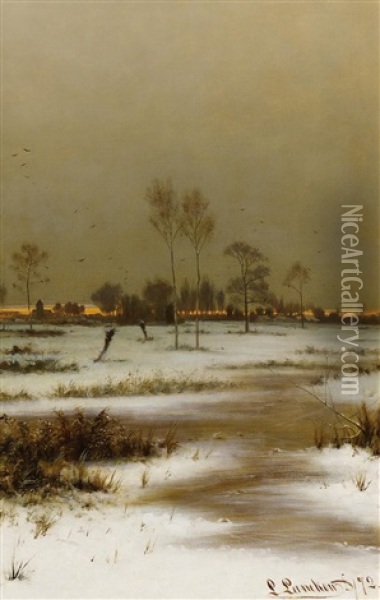 Abendliche Winterlandschaft Oil Painting - Ludwig Lanckow