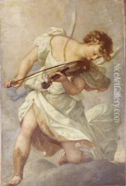 An Angel Playing The Violin Oil Painting - Pietro (Libertino) Liberi