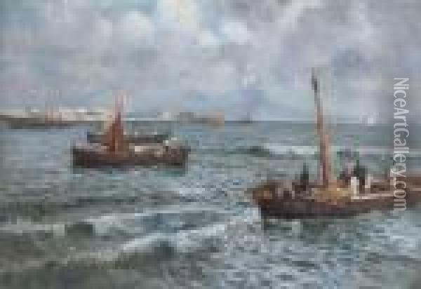 Pescatori Nel Golfo Di Napoli Oil Painting - Attilio Pratella