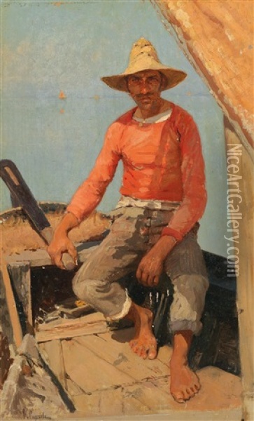 Fisherman In Chioggia Oil Painting - Vincenzo Caprile