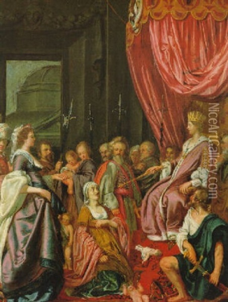 Das Urteil Salomons Oil Painting - Pieter Fransz Isaacsz