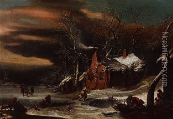 Winterlandschaft Oil Painting - Jan Abrahamsz. Beerstraten