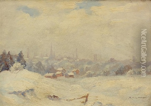 Outskirts Of Brockville, Late Snow Oil Painting - Robert Henry Lindsay