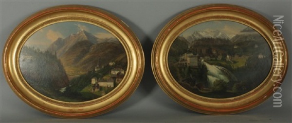 Bad Gastein Mit Gamskarkogel Und Bad Gastein Oil Painting - Emil Ludwig Lohr