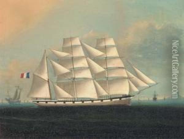 A French Barque In The Company Of A Deep Water Junk Oil Painting - Lai Fong