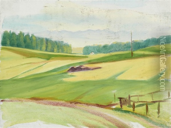 Sonniger Weg. Felder Bei Irschenhausen Oil Painting - Adolf Erbsloeh