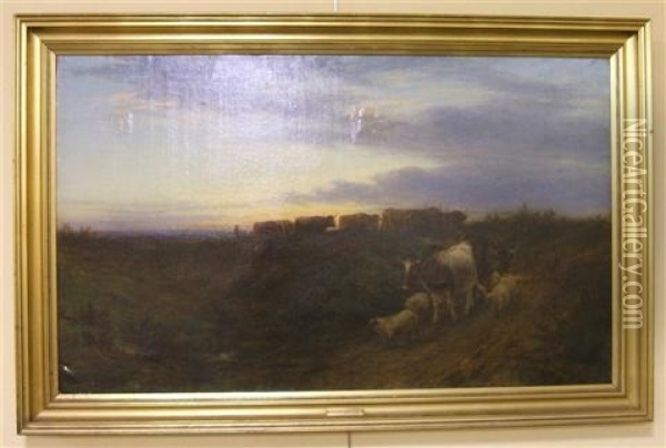 Luker_william Cattle Returning Home-evening Oil Painting - William Luker Sr.