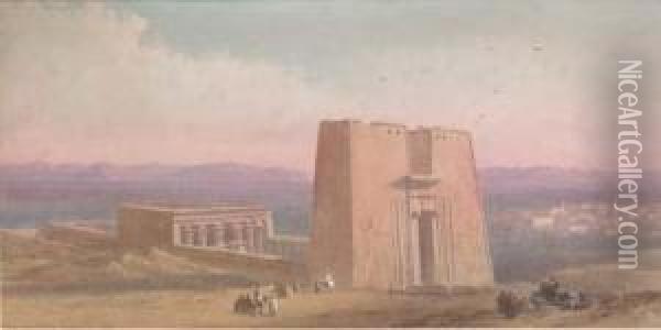 Edfu Upper Egypt Oil Painting - Charles Vacher