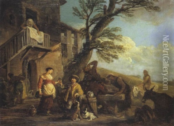 La Halte Des Voyageurs Oil Painting - Jean Baptiste Lallemand