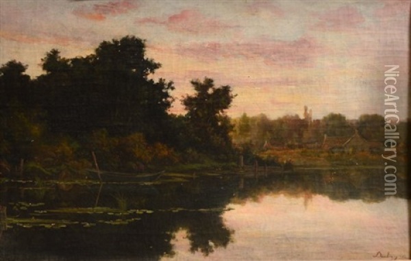 Lake Scene Oil Painting - Charles Francois Daubigny