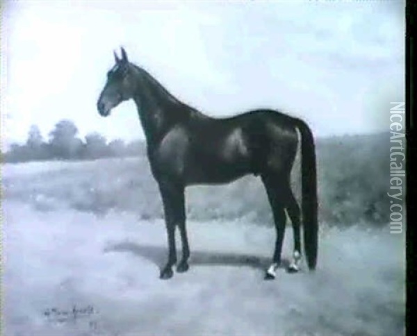Saratoga Race Horse Oil Painting - Gustav Muss-Arnolt