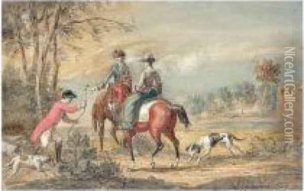 A Hunting Party Oil Painting - John Vanderbank