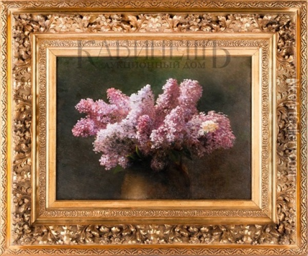 Lilac Bouquet Oil Painting - Gavril Pavlovich Kondratenko