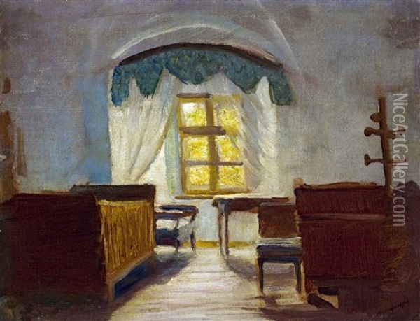 The Artist's Bedroom In Beczko Oil Painting - Laszlo Mednyanszky