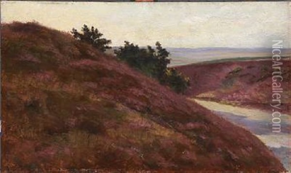 Heather Landscape Oil Painting - Ida Gisiko-Spaerck