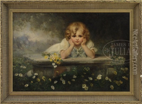 Portrait Of A Young Girl Among Daisies Oil Painting - Frederick Morgan