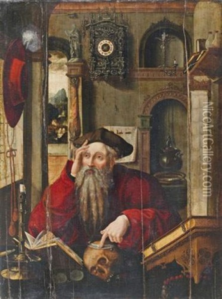 Saint Jerome Dans Son Cabinet Oil Painting - Jan Massys