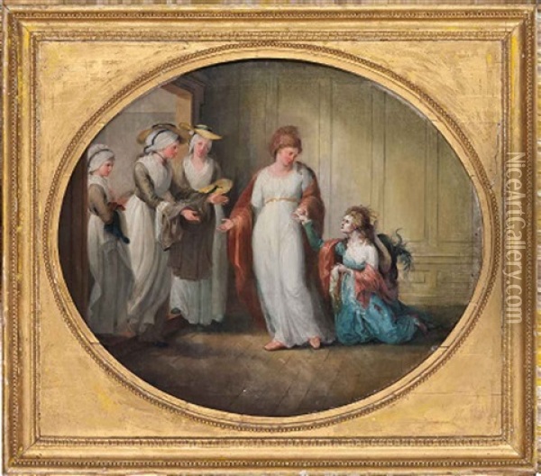 Allegory Of Caritas (+ Allegory Of Humanitas; Pair) Oil Painting - Angelika Kauffmann
