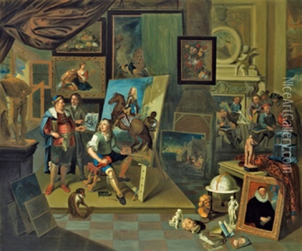Besuch Im Atelier Eines Malers Oil Painting - Balthasar Van Den Bossche