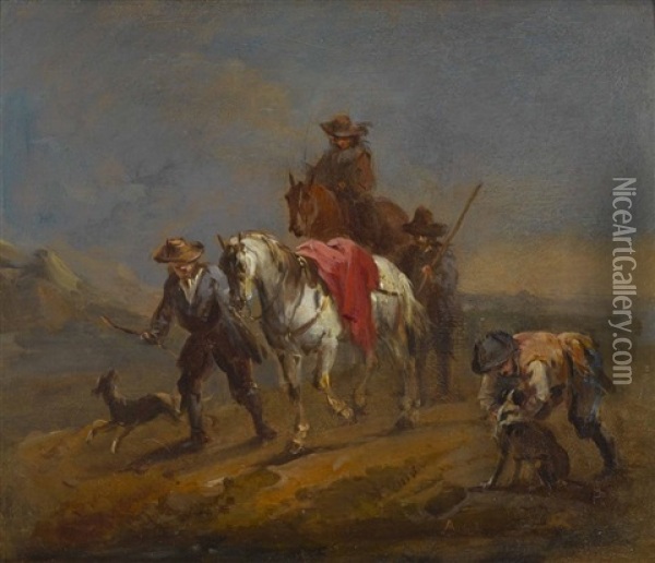 Reisende Bauern Auf Der Landstrase Oil Painting - August Querfurt
